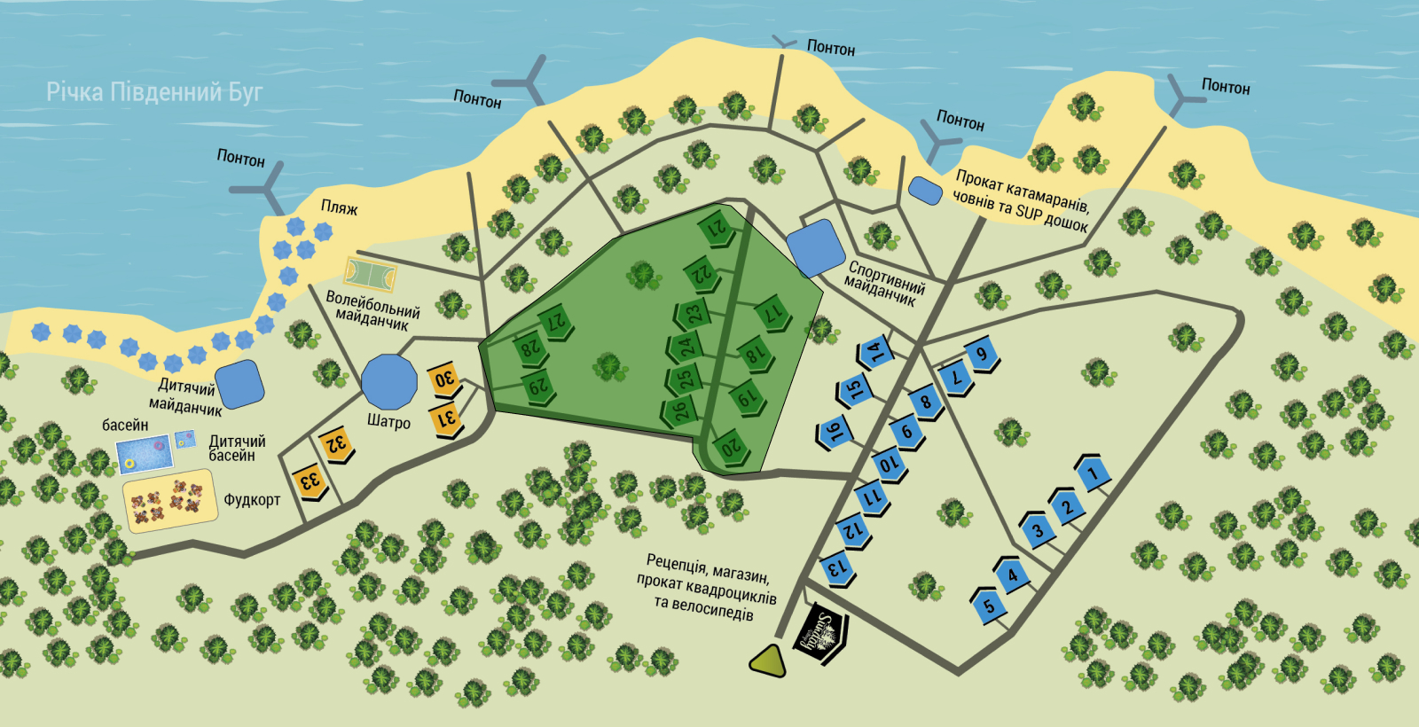 Карта зеленої зони Sunday Village
